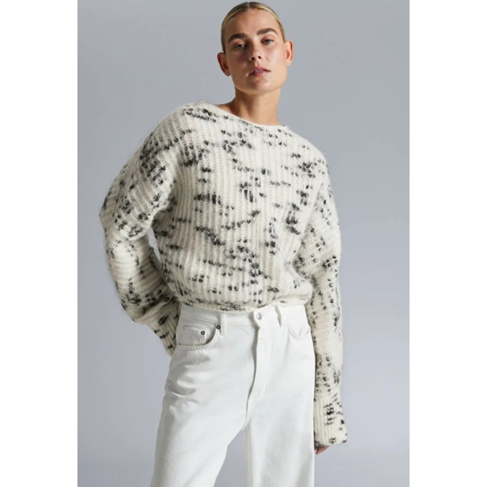 & Other Stories Wool Mohair Blend Dolman Knit Sweater XSmall In Mono Speckled